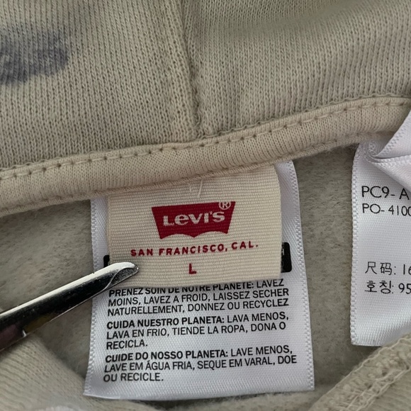 🚨Levi's Laundry Day Cropped Hoodie Sweater Women’s L Relaxed Fit Grunge Lounge - Picture 3 of 12